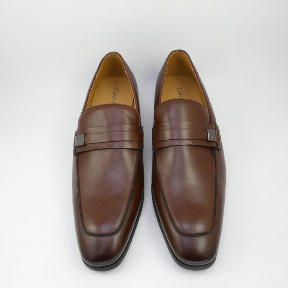 Calvin Klein Men\'s Brown Leather Dress Loafers US Size 10.5 Slip On Square Toe main image 12